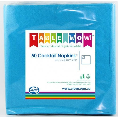 Azure Blue Cocktail Napkins