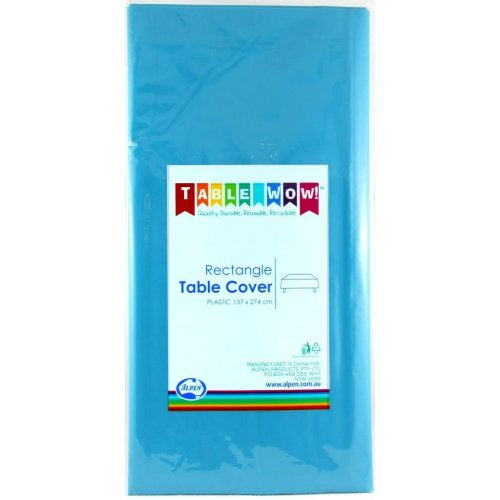Azure Blue Plastic Rectangle Table Cover