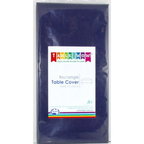 Navy Blue Plastic Rectangle Table Cover