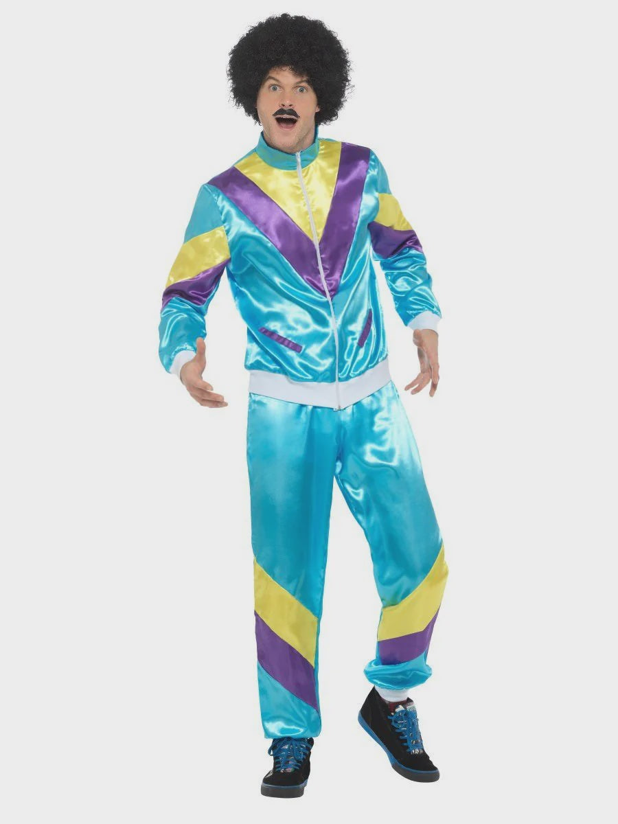 80s Blue Shell Suit Tracksuit Mens Costume