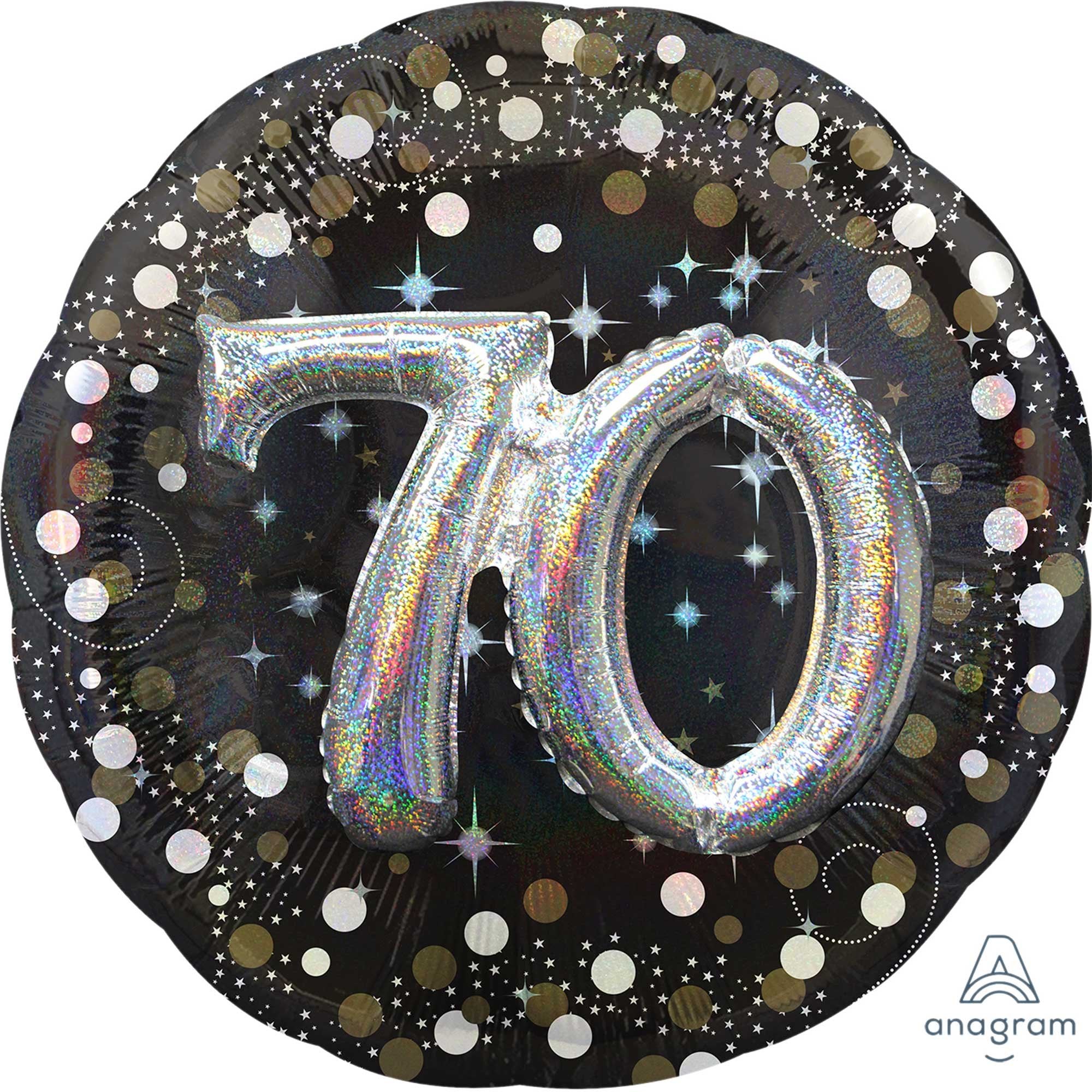 Holographic Sparkling 70th Birthday Balloon 81cm