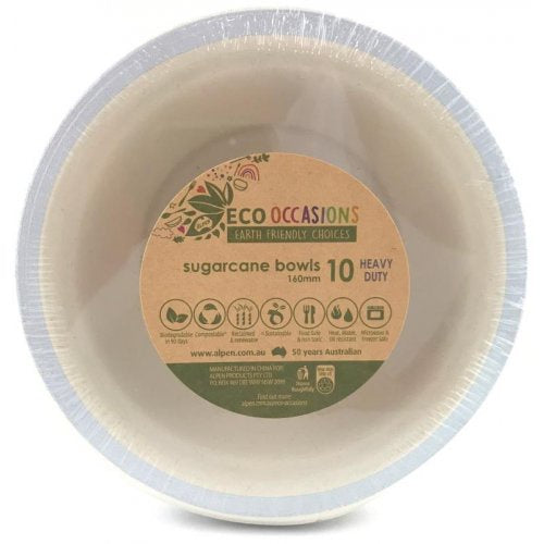 Silver Sugarcane Bowls 10 Pk 160mm