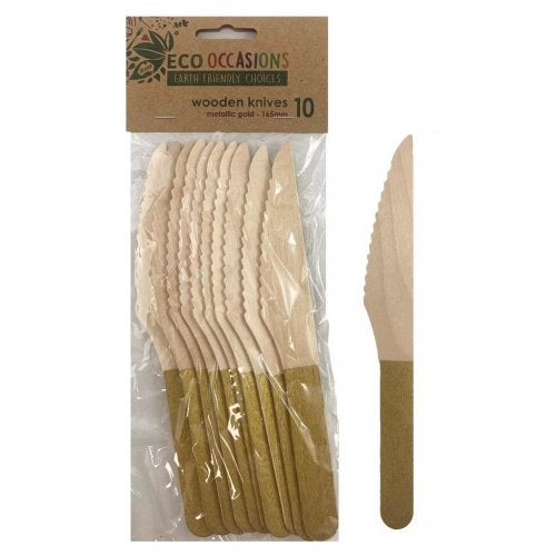 Wooden Knife-Gold, 10 Pack