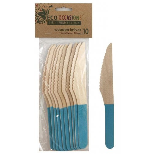 Wooden Knife-Light Blue, 10 Pack