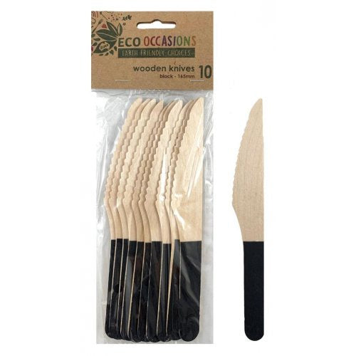 Wooden Knife-Black, 10 Pack