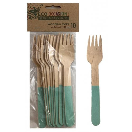 Wooden Fork-Mint, 10 Pack