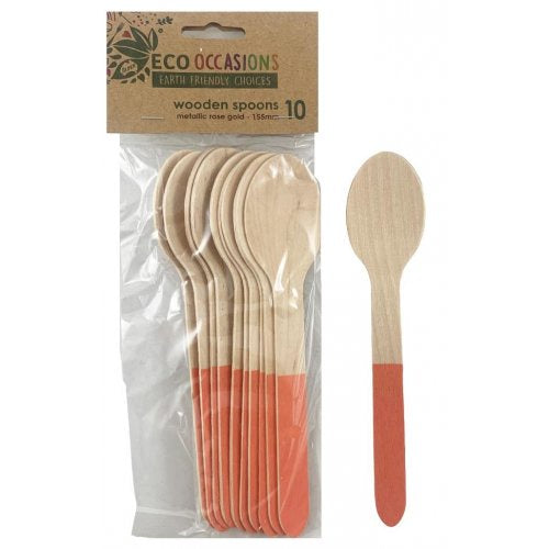 Wooden Spoon-Rose Gold, 10 Pack