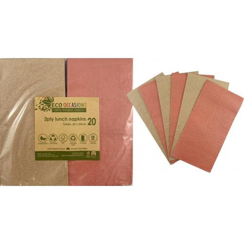 Eco-friendly Metallic Rose Gold/Kraft Lunch Napkins
