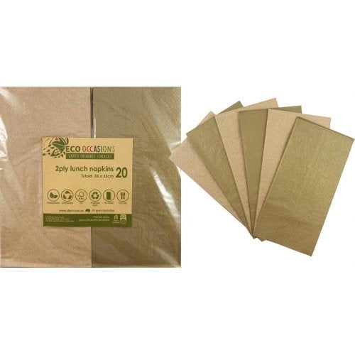 Eco-friendly Metallic Gold/Kraft Lunch Napkins