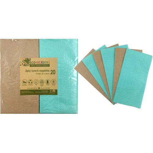 Eco-friendly Mint/Kraft Lunch Napkins