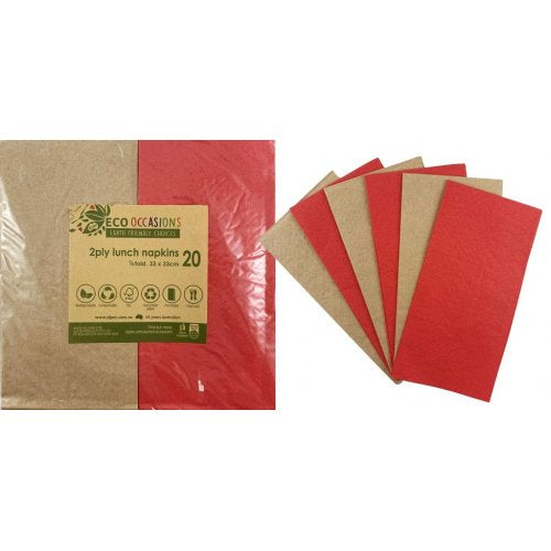 Eco-friendly Red/Kraft Lunch Napkins