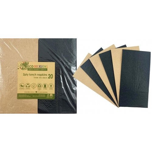 Eco-friendly Black/Kraft Lunch Napkins