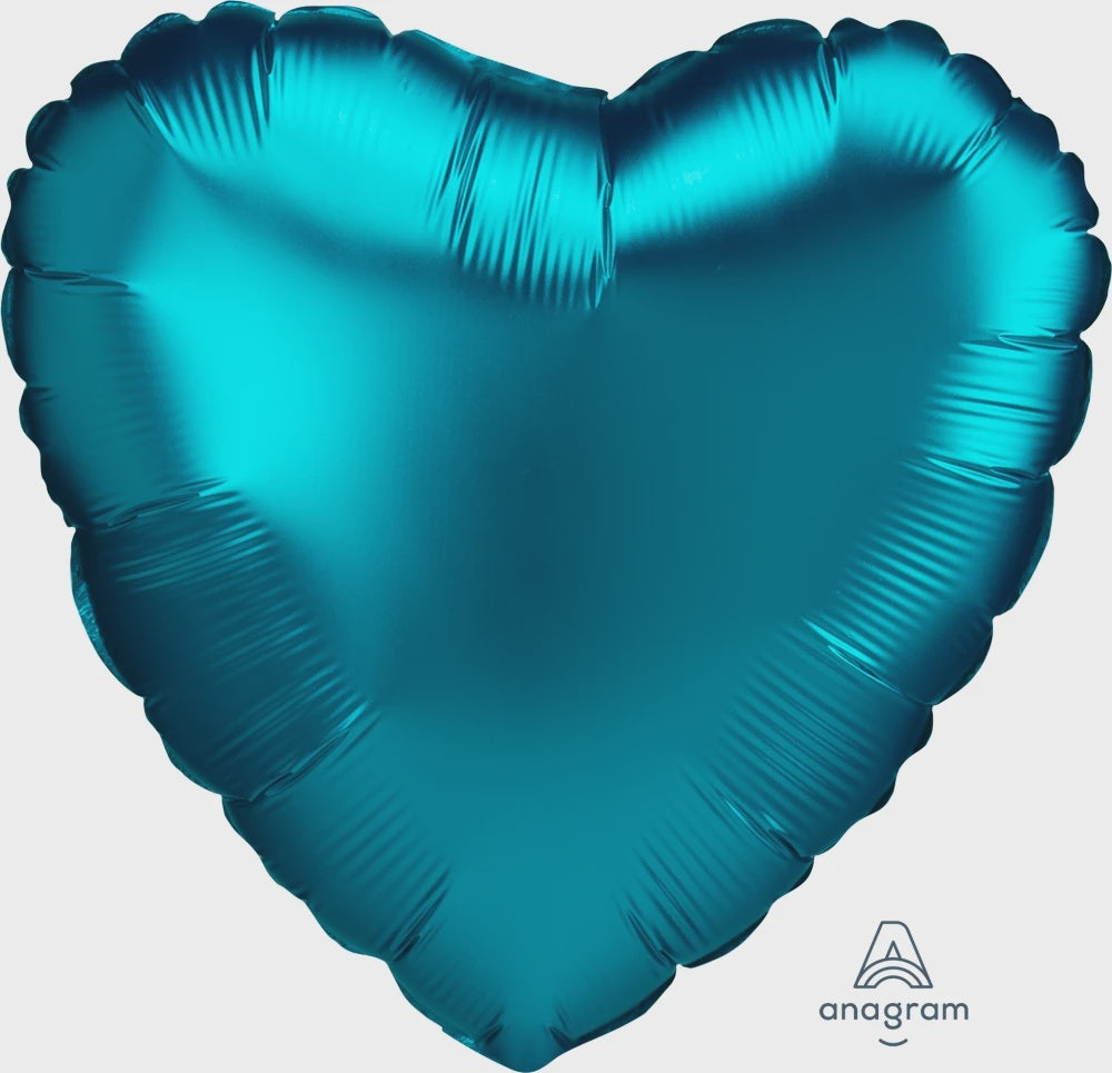 Aqua Turquoise Satin Luxe Heart Foil Balloon