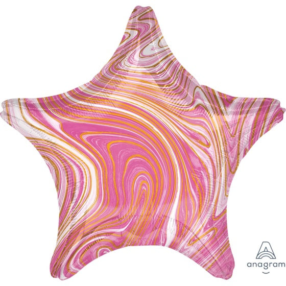 Pink Marblez Star 19" Foil Balloon