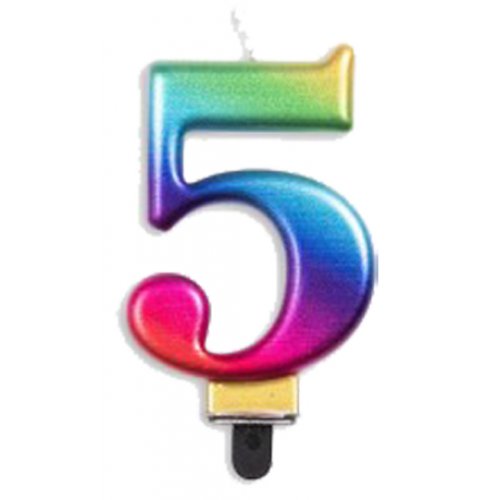 Metallic Rainbow Number 5 Candle