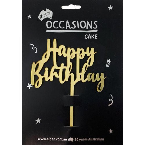 Gold Happy Birthday Acrylic Cake Topper