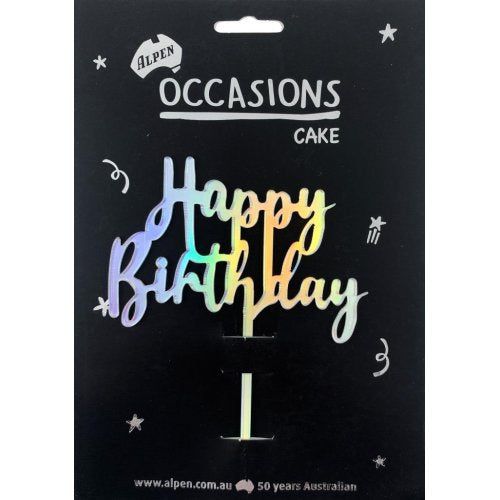 Iridescent Happy Birthday Acrylic Cake Topper