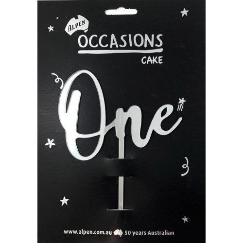 Number 1 Silver Acrylic Cake Topper