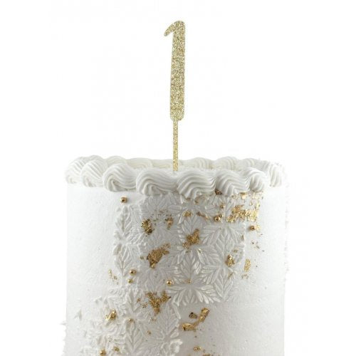 Number 1 Gold Glitter Acrylic Cake Topper