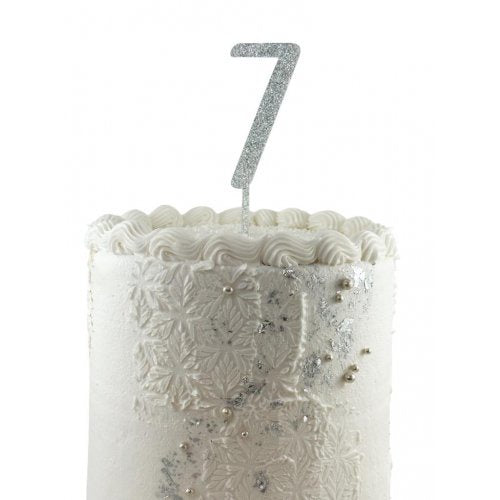 Number 7 Silver Glitter Acrylic Cake Topper