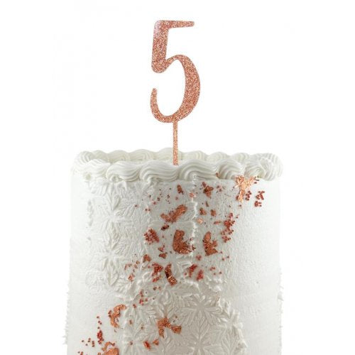 Number 5 Rose Gold Glitter Acrylic Cake Topper