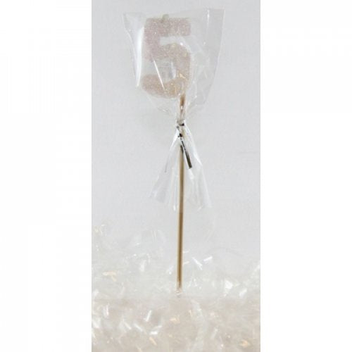 Pearl Glitter Number 5 Candle on a Stick