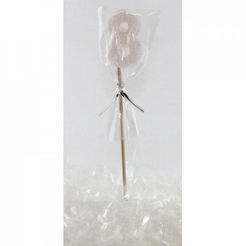 Pearl Glitter Number 8 Candle on a Stick