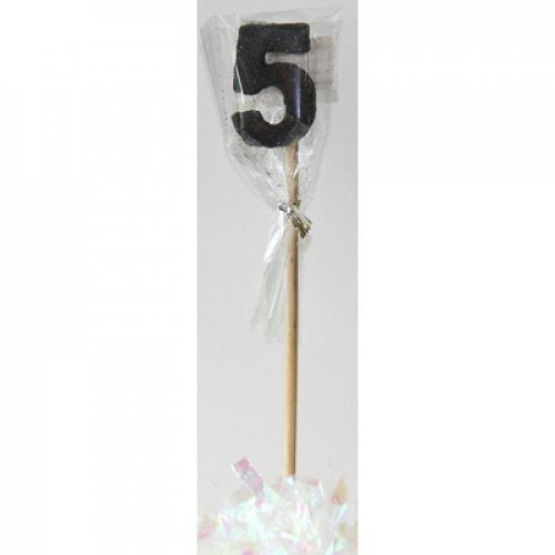 Black Number 5 Candle On Stick