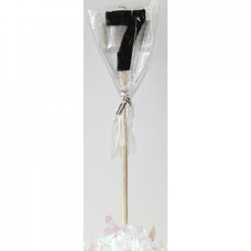Black Number 7 Candle On Stick