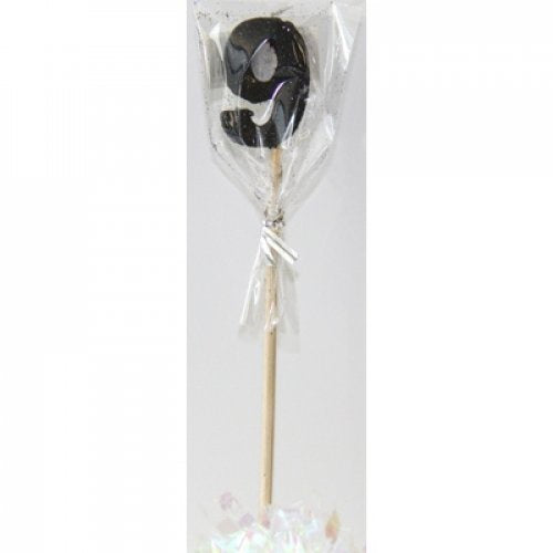 Black Number 9 Candle On Stick
