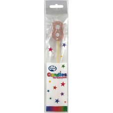 Rose Gold Number 8 Candle On Stick