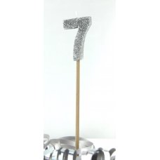Silver Number 7 Candle on Stick