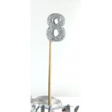 Silver Number 8 Candle On Stick