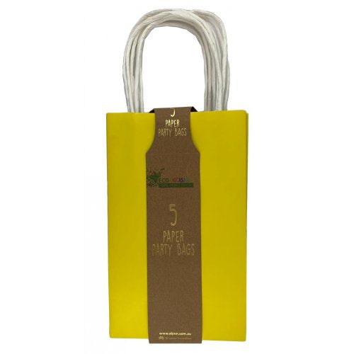 Paper Yellow Party Bags (Set of 5)
