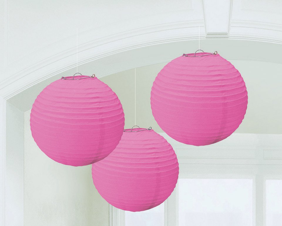 Round Paper Pink Lanterns 3 Pack