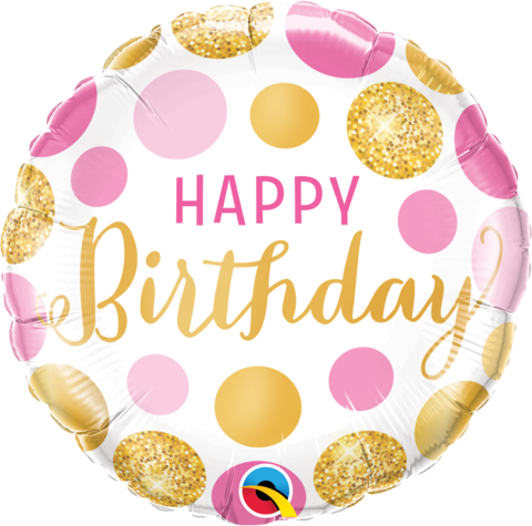Birthday Pink & Gold Dots Foil Balloon