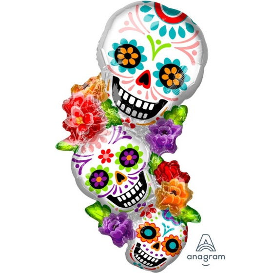 Day of the Dead Stacking Sugar Skull Supershape Foil Balloon