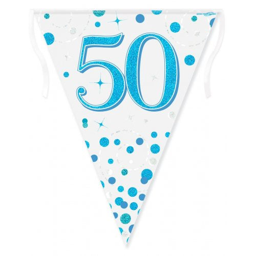 Sparkling Blue Fizz 50th Birthday Bunting