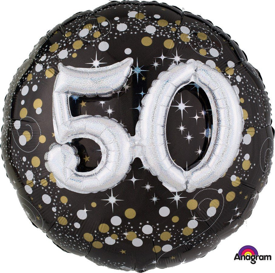 Holographic Sparkling 50th Birthday Balloon 81cm