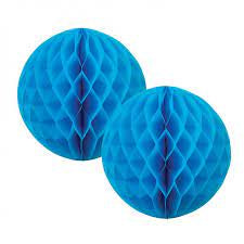 Electric Blue Honeycomb Balls 15 cm