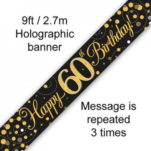 Sparkling Fizz Black & Gold 60th Banner