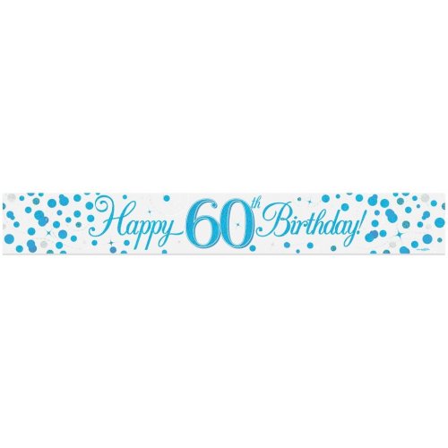 Sparkling Fizz Blue 60th Birthday Banner