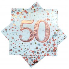 Rose Gold Sparkling Fizz 50th Birthday Napkins