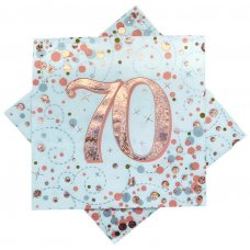Rose Gold Sparkling Fizz 70th Birthday Napkins