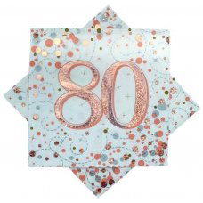 Rose Gold Sparkling Fizz 80th Birthday Napkins