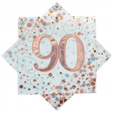 Rose Gold Sparkling Fizz 90th Birthday Napkins