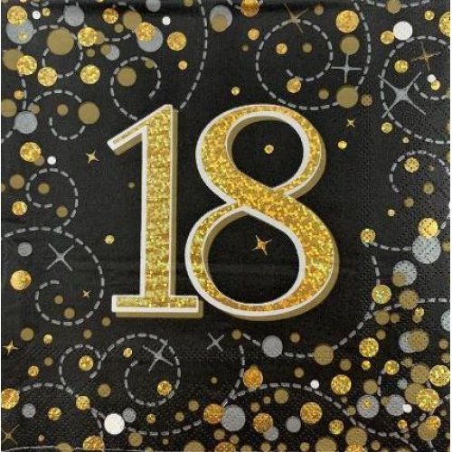 Black Gold Sparkling Fizz 18th Napkin