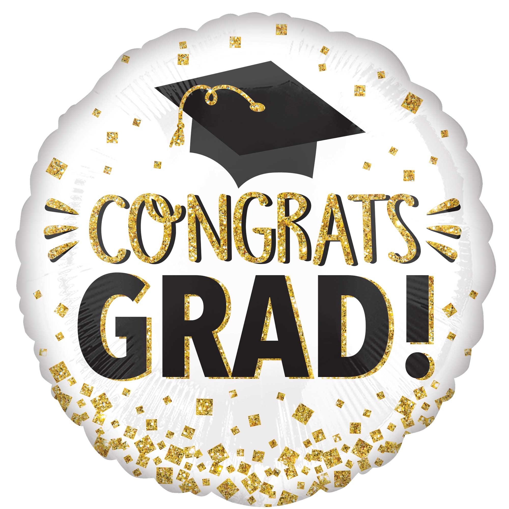 Congrats GRAD Gold Glitter Foil Balloon