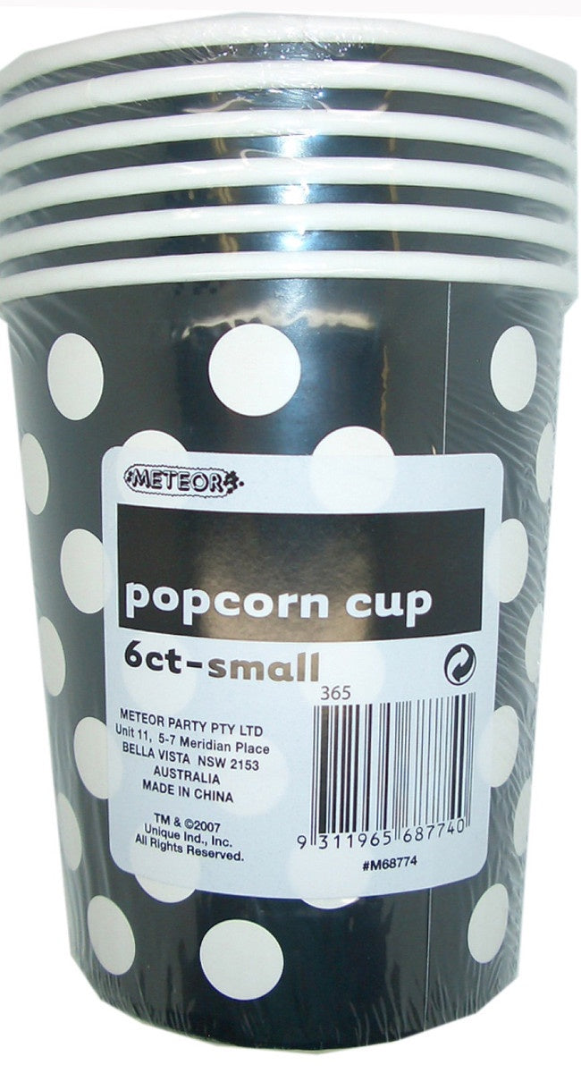 Popcorn Cups Black Small 6pc