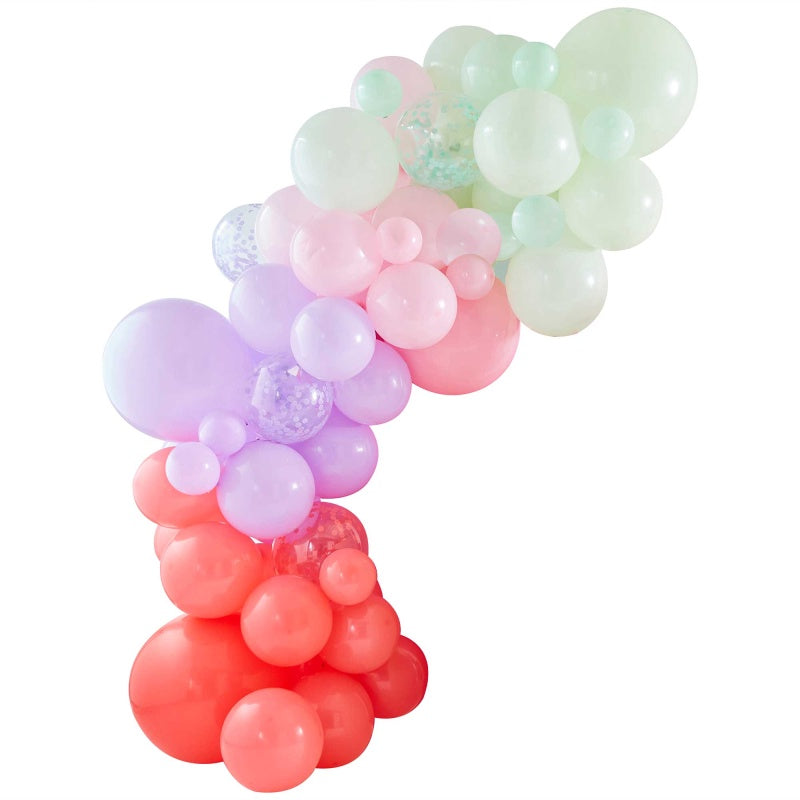 Ginger Ray Dino Pink & Pastels Balloon Garland Kit With Confetti Balloons